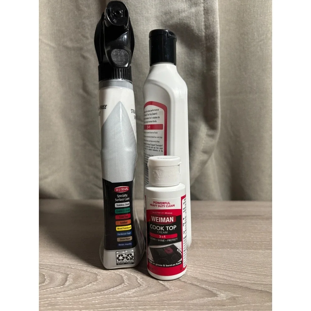 USED Weiman Stainless Steel Cleaner & Cook Top Cream 3Piece Kitchen Cleaning LOT